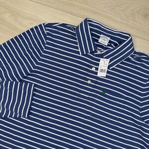 Brooks Brothers Stripped Polo Shirt Mens Medium Navy Long Sleeve Rugby New